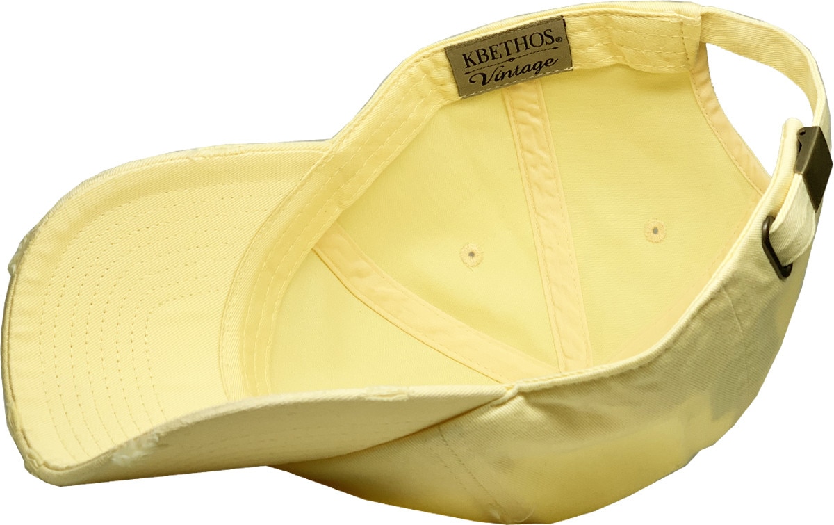 Vanilla Distressed Vintage Baseball Cap Inside Turned Over View